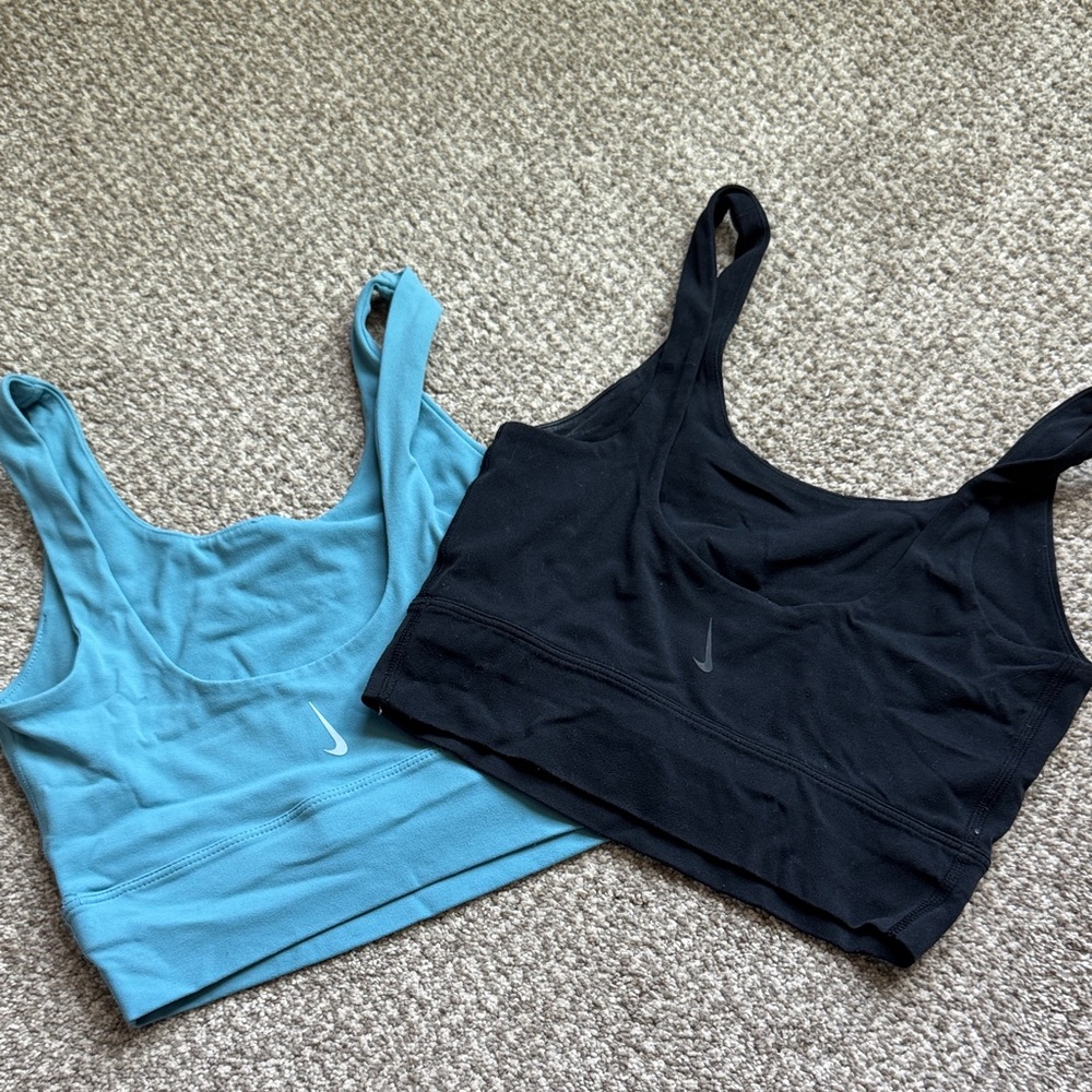 Nike Black and Teal Sports Bras